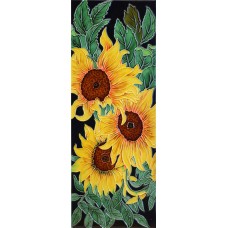  6" X 16" Sunflower with Black Background Vertical