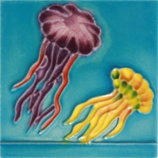   3"X3" MAGNET Purple & Yellow Jellyfishes 