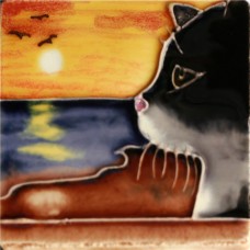 3"X3" MAGNET Cat With Sunset
