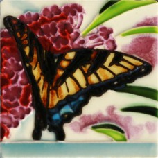 3"X3" MAGNET Yellow and Blue Monarch Butterfly on Purple Flower