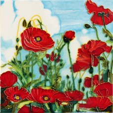 8"x8" Red Poppies