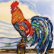 8"x8" Rooster With Sky Background