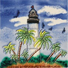 6"x6"Lighthouse with Palm Trees