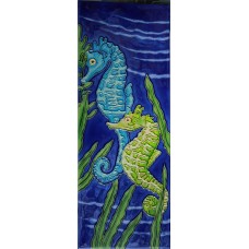  6" X 16" Blue & Green Seahorses