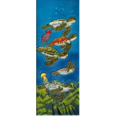  6" X 16" Sea Turtles in Reef With JellyFish