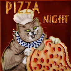 8"x8" Pizza Night Chef Cat