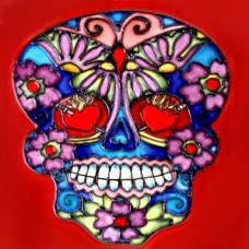 8"x8" Dia de Los Muertos - Day of the Dead Skull III 
