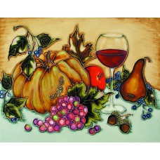 11"x14" Havest Fruit With Red Wine Glass