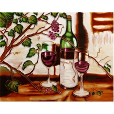 8"x12" 2 Glasses of Red Wines with Bottle