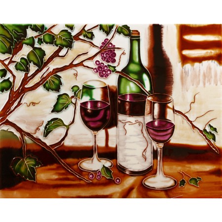 11"x14" 2 Glasses of Red Wines with Bottle