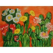8"x12" Cactus with Flowers