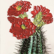 6"x6" Red Flower Cactus