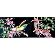  6" X 16" Hummingbird and Fuchsia