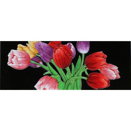  6" X 16" Tulips with Black Background