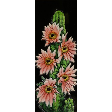  6" X 16" Cactus with Pink Flowers