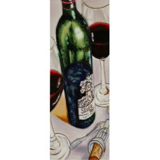  6" X 16" Silver Oak Wine with Glass