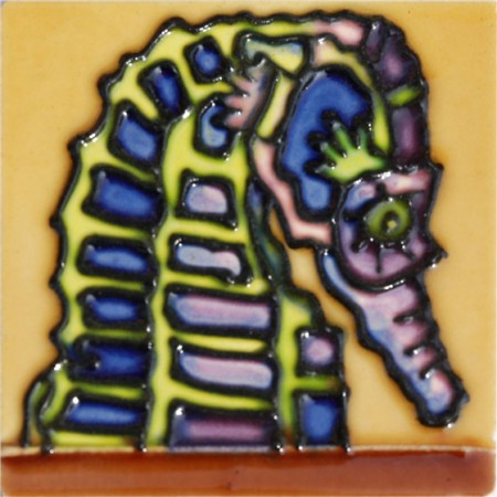 3"X3" MAGNET Yellow & Blue Seahorse