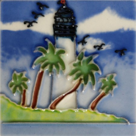   3"X3" MAGNET Blue & White Lighthouse 