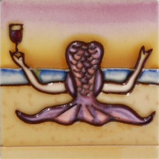 3"X3" MAGNET Purple Mermaid With Wine
