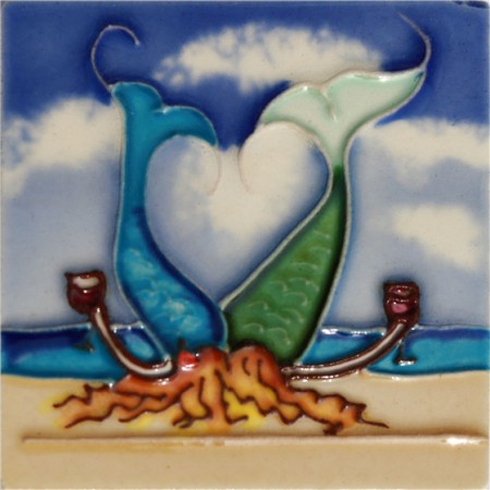 3"X3" MAGNET Mermaid Playing In Sand