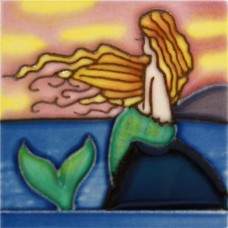 3"X3" MAGNET Yellow Hair Mermaid On Rock
