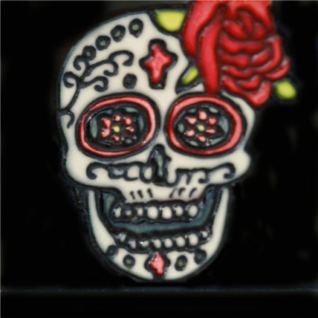 3"X3" MAGNET Skull With Rose on Top of Head