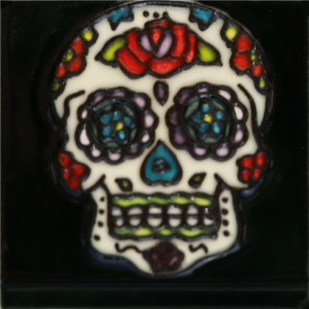 3"X3" MAGNET Skull Cat With Leaves