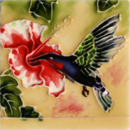 3"X3" MAGNET Hummingbird With Hibiscus Flower