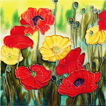 8"x8" Red Poppies