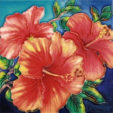 8"x8" Red Hibiscus Flowers