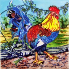 8"x8" Rooster In Garden