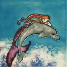 6"x6" Mermaid on Dolphin
