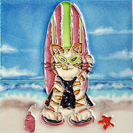4" X 4" Set of 4 - Surfboards Cats 