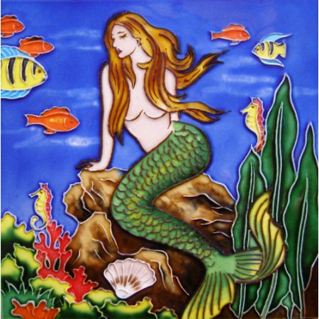 8"x8" Mermaid and humming bird