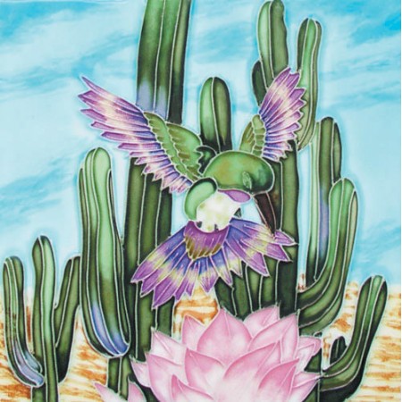 8"x8" Cactus and Humming Bird