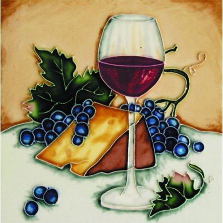 8"x8" Las Ojas Red Wine Glass & Cheese