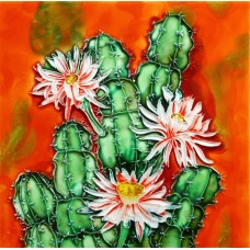 8"x8" Cactus with Pink Flowers