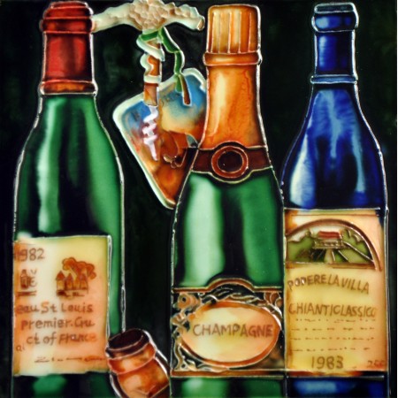 8"x8" 3 Wine Bottles with Tag