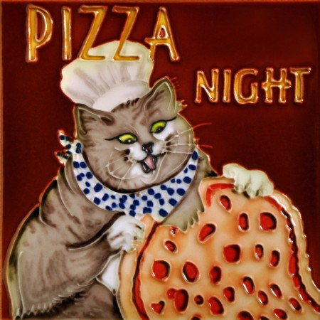 8"x8" Spaghetti Night Chef Cat