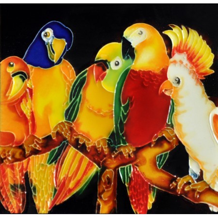 8"x8" Five Parrots