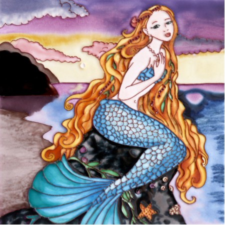 8"x8" Singing Mermaid by the Shore 