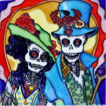8"x8" Dia de Los Muertos - Day of the Dead Skull IV