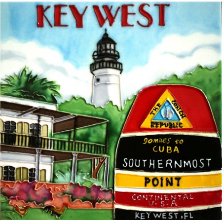 8"x8" Key West Southernmost Point Buoy - Sunset
