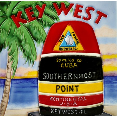 8"x8" Key West Southernmost Point Buoy - Sunset