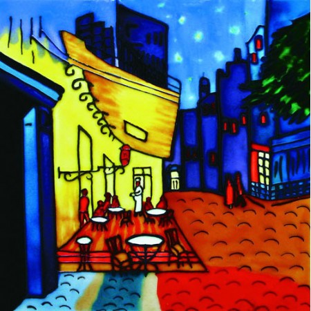 8"x8" Cafe terrace at night