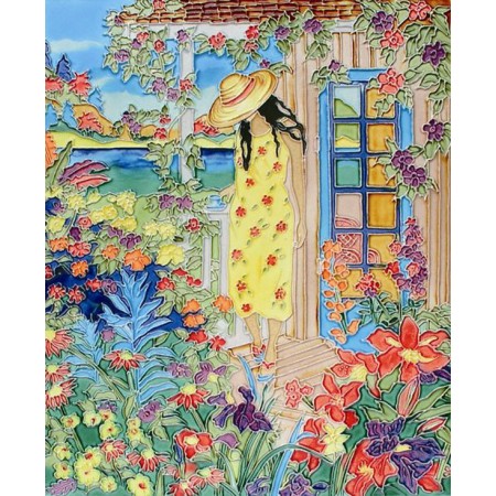 11"x 14" Yellow Dressed Lady in a Garden 