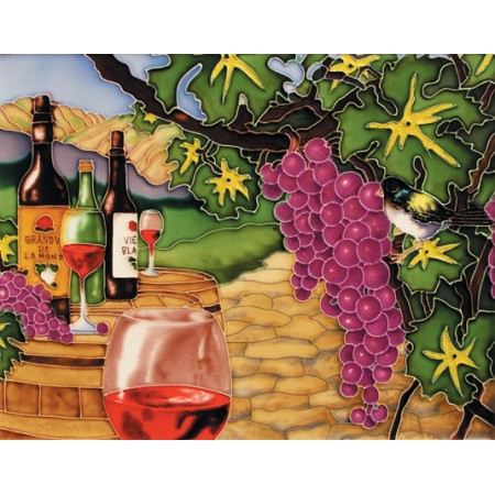 11"x14" Havest Fruit With Red Wine Glass