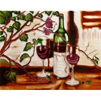 11"x14" 2 Glasses of Red Wines with Bottle