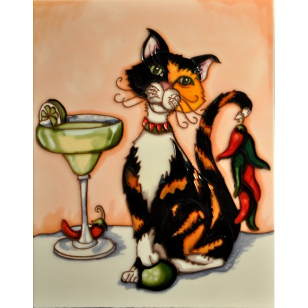 11"x14" Cocktail Cat with Calico Cat & Margarita