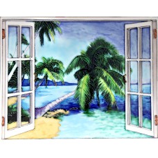 11"x14" Window View - Palm Tree Paradise